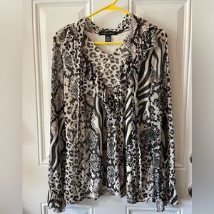 Animal Print Long Sleeve Blouse